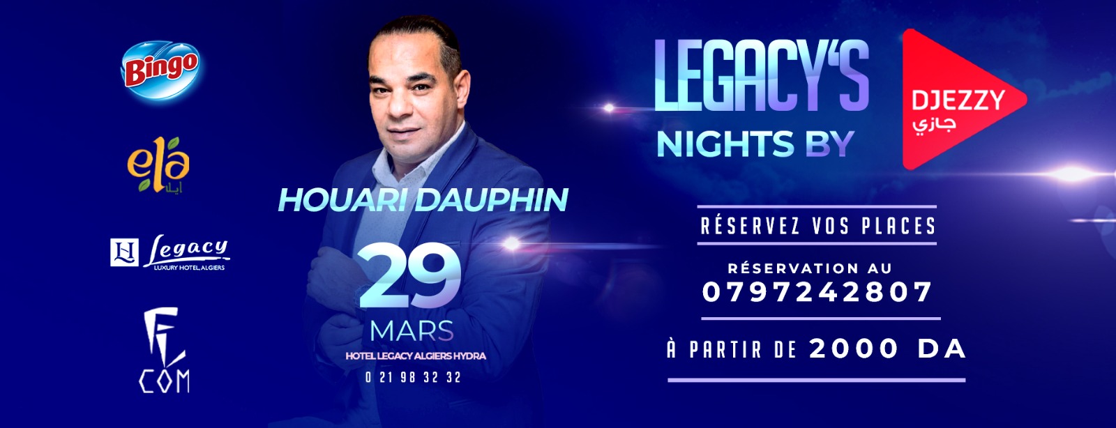 Houari Dauphin en concert le 29 mars à l’hôtel Legacy