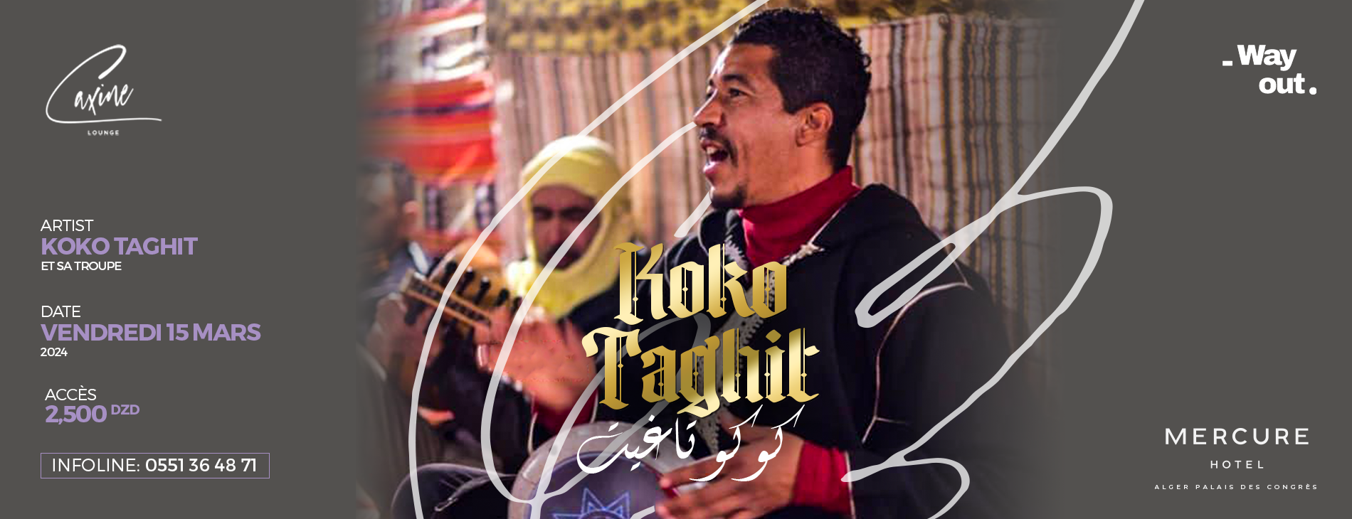 Koko Taghit en concert le 15 Mars au Caxine Rooftoop à Alger