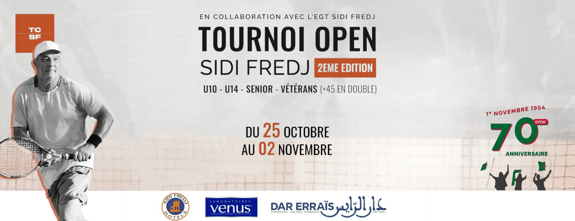 Tennis : 2ème édition de l’Open Sidi Fredj du 25 au 02 novembre