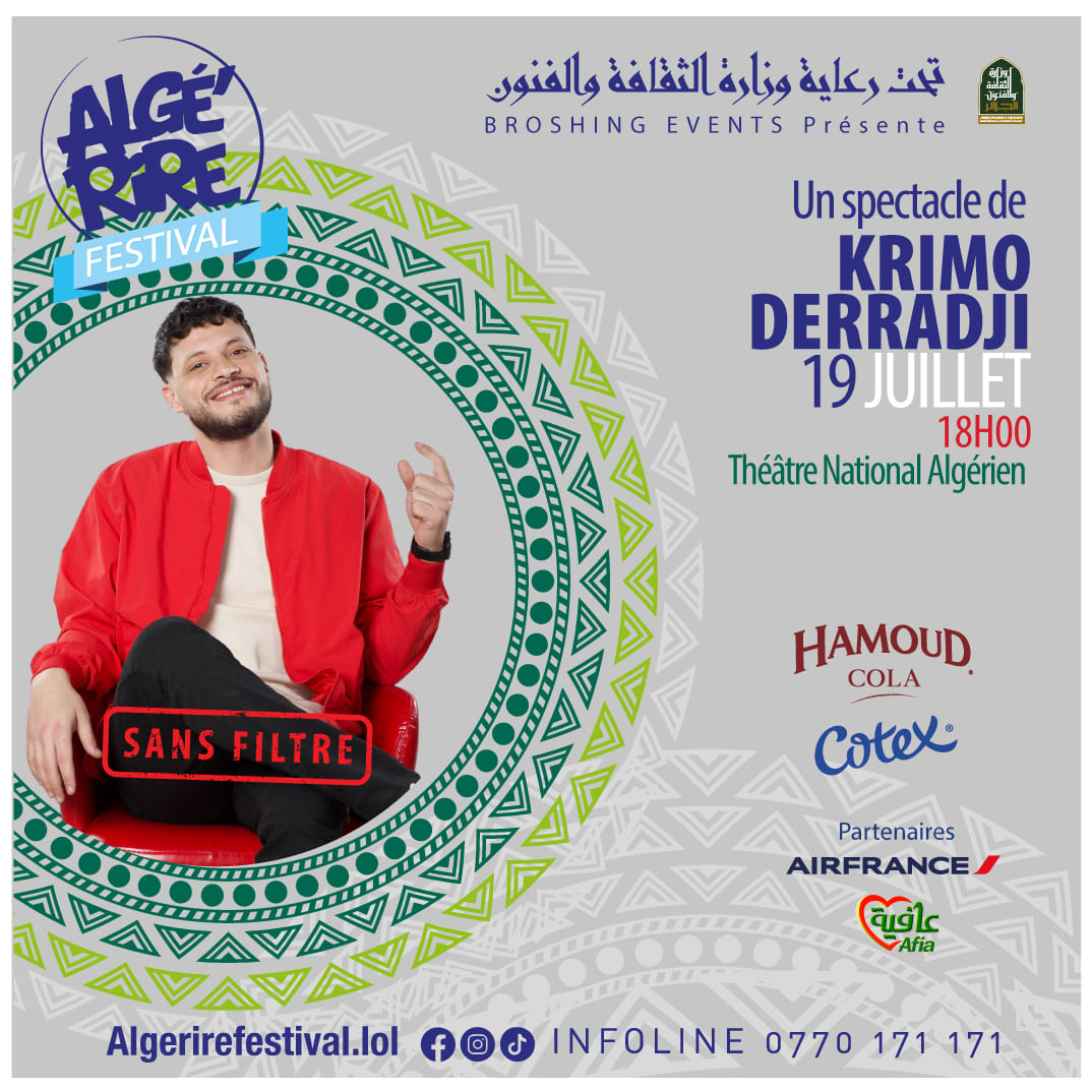 Algérire 2025 : Krimo Derradji « Sans Filtre » le 19 juillet à Alger
