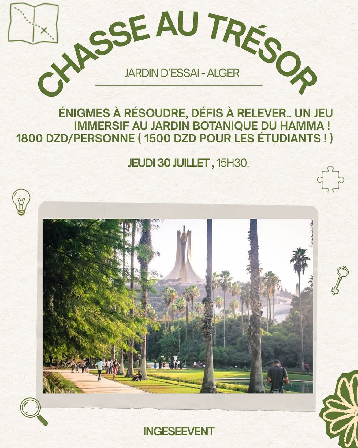 Chasse au trésor le 30 juillet a au Jardin d&rsquo;Essai d&rsquo;Alger