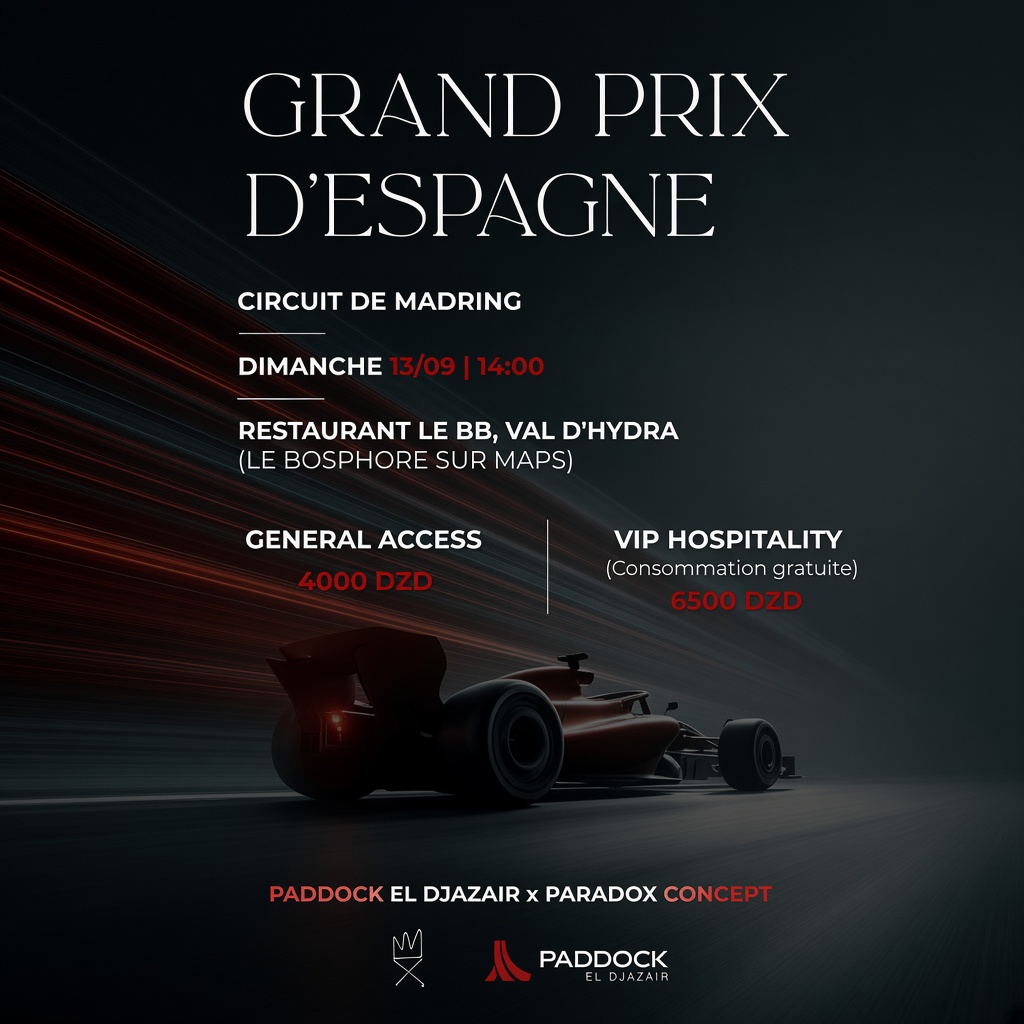 Diffusion du grand prix d&rsquo;Espagne le 13 Septembre au restaurant le BB , Val d’Hydra