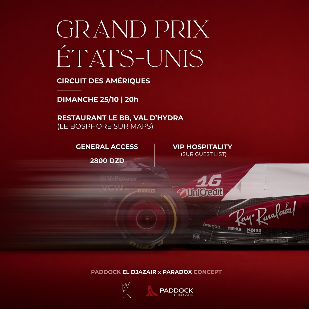 Projection du Grand prix États-Unis le Dimanche 25 octobre à 20h